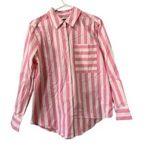 Studio Park Women Size Small Button Down Shirt Pink Classic Beach Lightweight